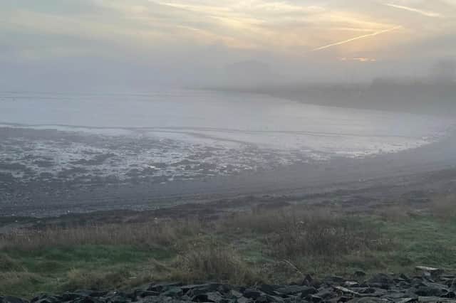 Bo'ness foreshore on a cold frosty foggy morning, taken by Dianne Johnson.