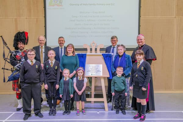 Kathleen Dalyell and Archbishop Leo Cushley were among the guests at the official opening.