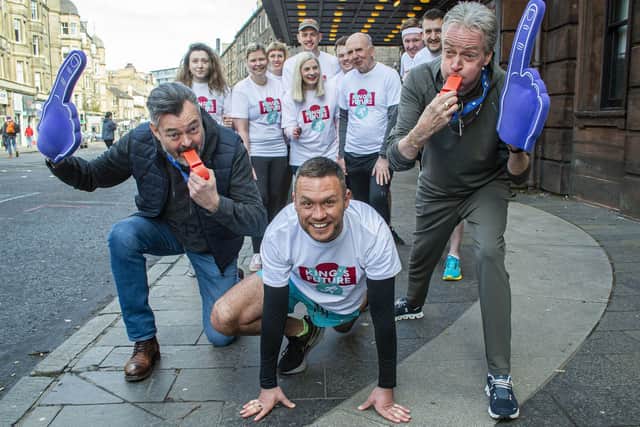 PIC LISA FERGUSON 31/03/2022



JORDAN YOUNG AND CAPITAL THEATRES STAFF RUN EDINBURGH MARATHON TO HELP KING’S REDEVELOPMENT REACH THE FINISH LINE 



Star of the King’s Panto Jordan Young, with Grant Stott, Allan Stewart and his fellow runners outside the King’s