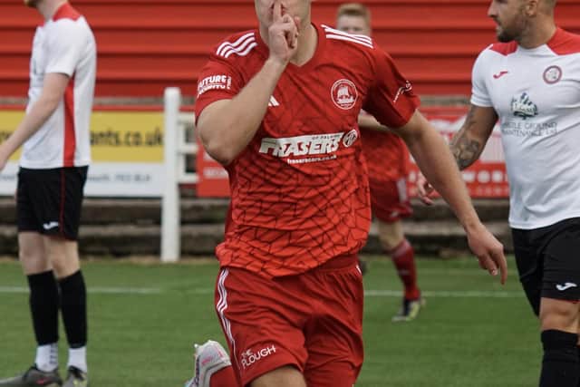 Sam Collumbine celebrates his goal against Rosyth (Pictures: Kristopher Dowell)