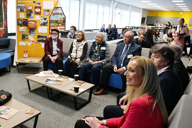 Guests attended Larbert High as Bruce McCowan visited from Canada to donate McCowan's Highland Toffee memorabilia to the school.