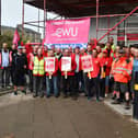 Falkirk postal workers will return to the picket line at Falkirk Delivery Office for the latest day of action.  Pic: Michael Gillen