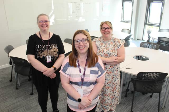FVC team Brenda, Leanne and Tricia welcome the college's new platinum status from the Chartered Institute of Personnel Development  (Picture: Submitted)
