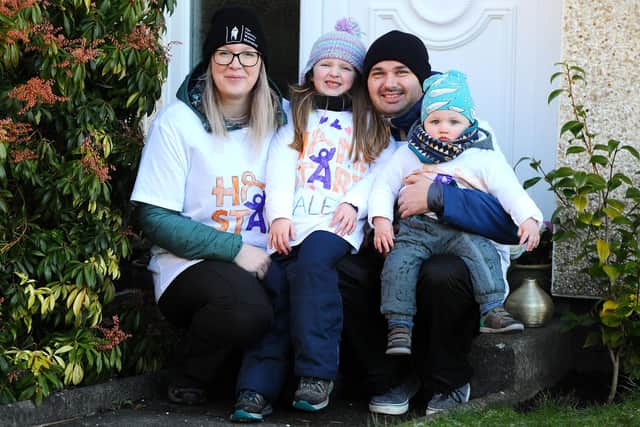 Five-year-old Alex Jeffrey will be supported every step of the way during her fundraising challenge by her family. Picture: Michael Gillen.