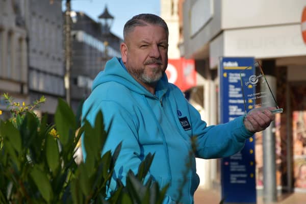 Alan Sayers, of Falkirk Delivers, has been named as the High Street Hero for Central Scotland in the 2024 Scotland Loves Local Awards. (Pic: Scotland's Towns Partnership)