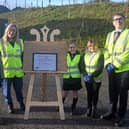 MSP Gillian Martin and Alex Plant officially open the works with pupils from Winchburgh Primary School.