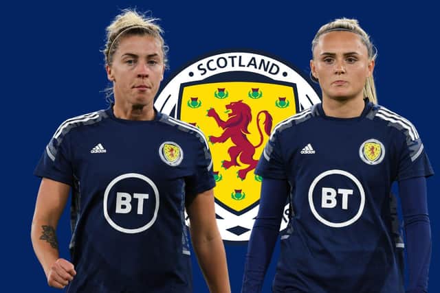 Falkirk duo Nicola Docherty and Sam Kerr have been called into the latest Scotland squad (Player images: SNS Group)
