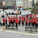 Linlithgow Reed Band play at the Cross on Marches morning.