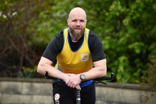 Stuart, who runs SJ Fitness Coaching, is raising money for Marie Curie while scooting from Land's End to John O'Groats.  Pic: Michael Gillen.