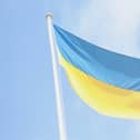 The Ukrainian flag is flown above 10 Downing Street in London, following the Russian invasion of Ukraine. PA.