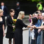 Members of the Royal Family chat with well wishers outside Balmoral. On Sunday HM The Queen's coffin will leave the castle for Edinburgh. Pic: Michael Gillen
