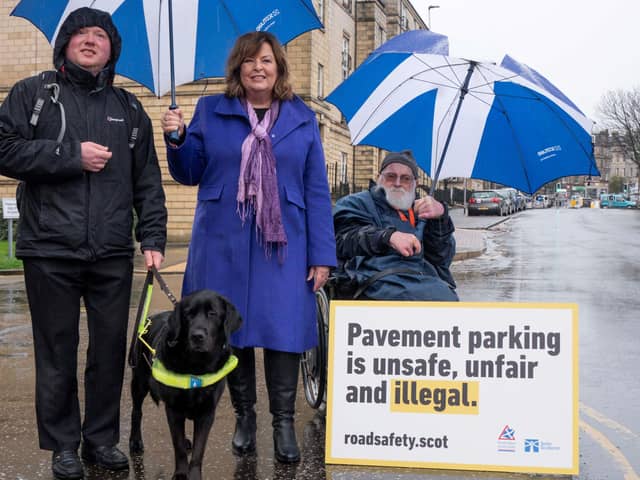 Minister for Transport Fiona Hyslop launched the campaign with Scots who are directly impacted by pavement parking.