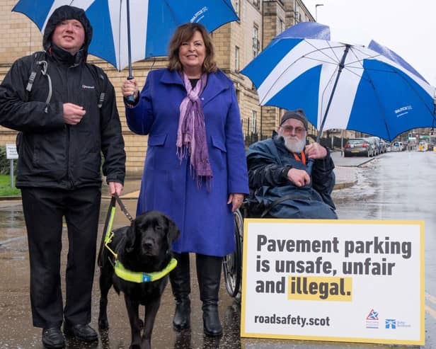 Minister for Transport Fiona Hyslop launched the campaign with Scots who are directly impacted by pavement parking.