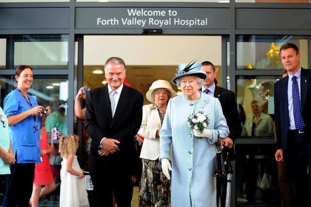 The Queen performed the official opening of Forth Valley Royal Hospital in July 2011 and pictured here with then chairman Ian Mullen