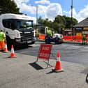 Resurfacing work underway on Polmont Main Street. Pic: Michael Gillen