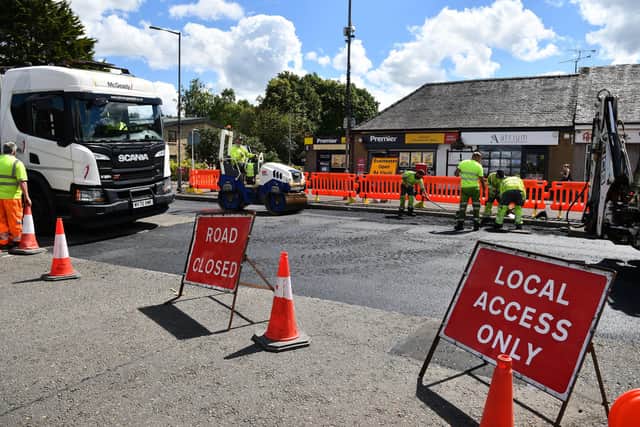 Resurfacing work underway on Polmont Main Street. Pic: Michael Gillen