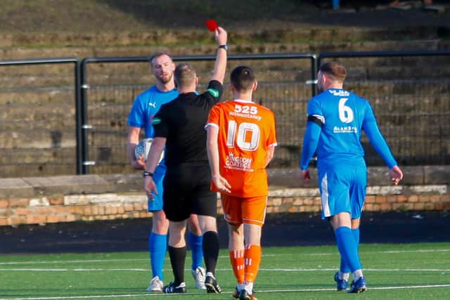 Bo'ness Athletic's Darren Curtis was sent off on the hour mark