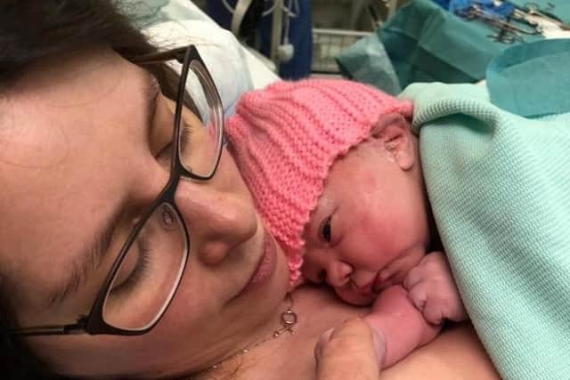 Isabelle and her mum Jennifer photgraphed together after the birth in the early hours of this morning.