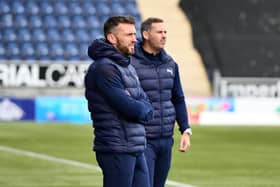 David McCracken (right) will lead Falkirk tomorrow without his co-manager Miller alongside him.