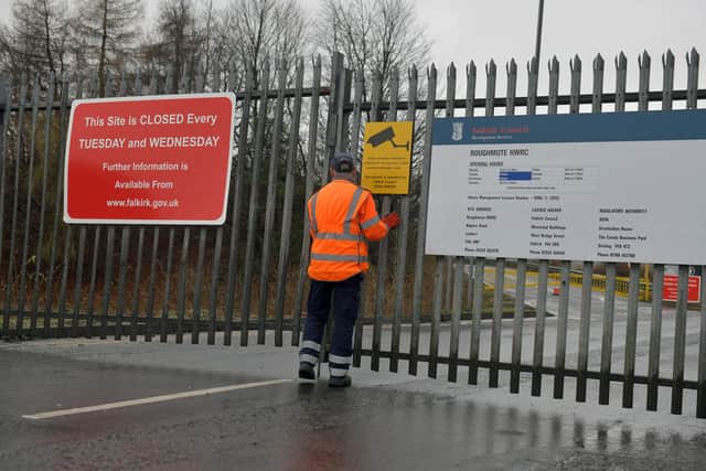 Falkirk Council's Roughmute Recycling Centre has been closed to the public since the end of March, along with the tip at Kinneil