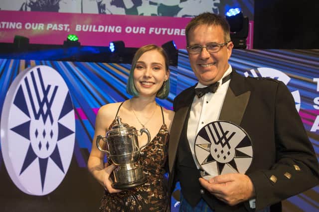Seonaid McIntosh with dad Donald, who is also her coach, after winning Team Scotland sportsperson of the year in 2019. Picture: Jeff Holmes