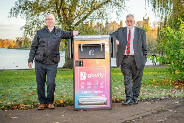 West Lothian Council operational services manager Andy Johnston joined Executive councillor for the environment, Tom Conn, at the site of one the new compactor bins next to Linlithgow Loch.