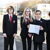 S1 pupils at Braes High have launched a petition to save the school buses, pictured, left to right: Max Murray, Lucy Sneddon, Fraser Mcilvar,  Rory Taylor and Sidney Handy. Pic: Michael Gillen