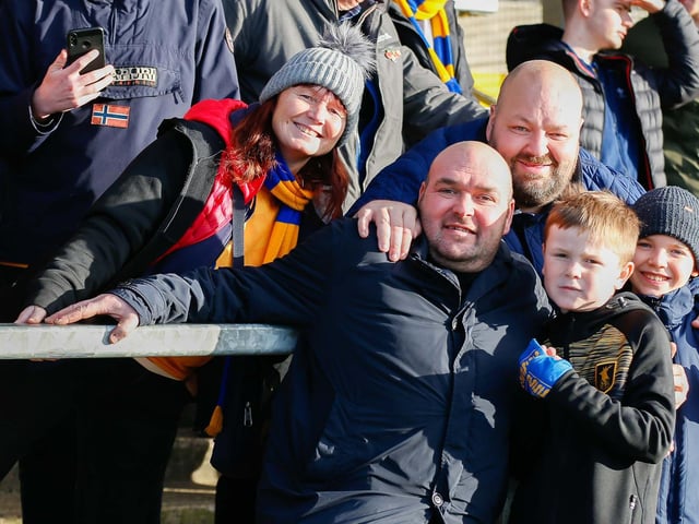 Mansfield Town fans at The Dunes Hotel Stadium for the match against Barrow.