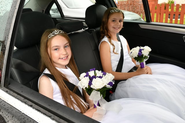 The queen's maids of honour - Amelia Gillespie and Jessica Armstrong.
