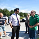 Health Secretary Humza Yousaf chats to members of the public on a visit to Forth Valley Royal Hospital in August