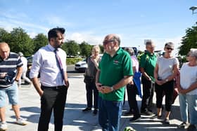 Health Secretary Humza Yousaf chats to members of the public on a visit to Forth Valley Royal Hospital in August