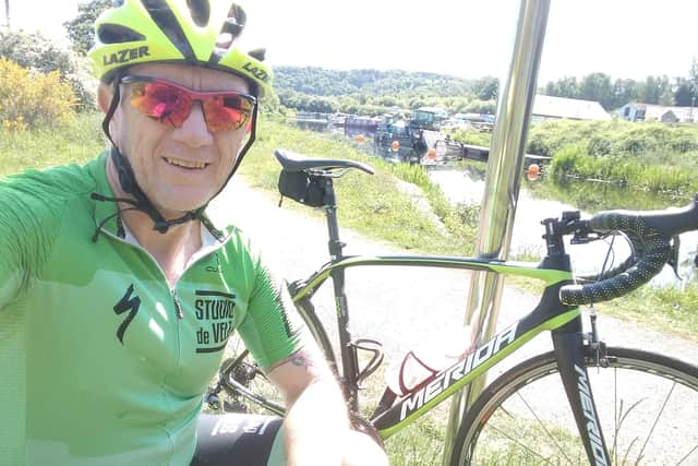 Trevor Caulfield from Bonnybridge who is doing the Ride across Britain in September