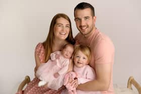 Kimberley and Craig with new baby Keira and big sister Sophia, Pic: Sarah Glen