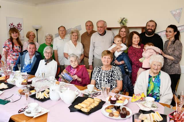 Family join in the celebrations for Nan Henderson's 100th birthday. Pic: Michael Gillen