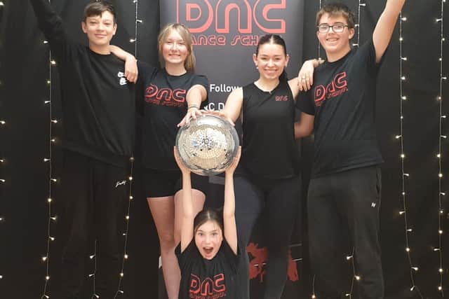 DNC dancers taking part in the event are, left to right, James Marshall, Aiva Connor, Paige Mcginlay, Charlie Franklin and, in front, Olivia McCuish