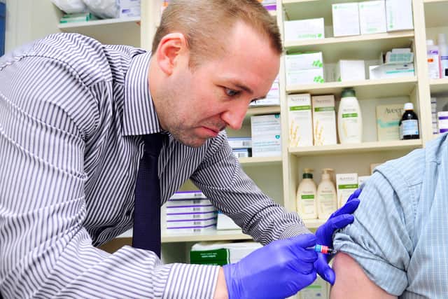Flu vaccinations started in Forth Valley last week, with coronavirus safety restrictions in place. Picture: Alan Murray.