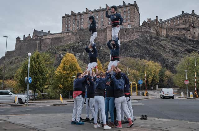 Colla Castallero celebrate the launch of the Seventh Catalan Film Festival in Edinburgh