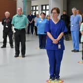 Forth Valley Royal Hospital staff along with the rest of the UK holds minute's silence at 11am for key workers who have died