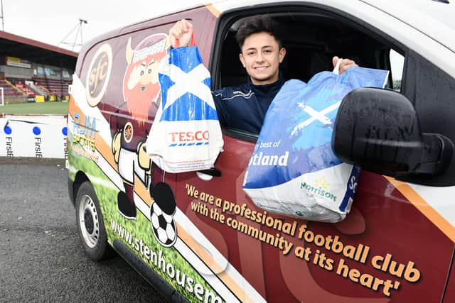 Daniel Newbigging, Stenhousemuir FC football development officer, is one of 180 volunteers involved with the club's Community Help Initiative. Picture Michael Gillen.