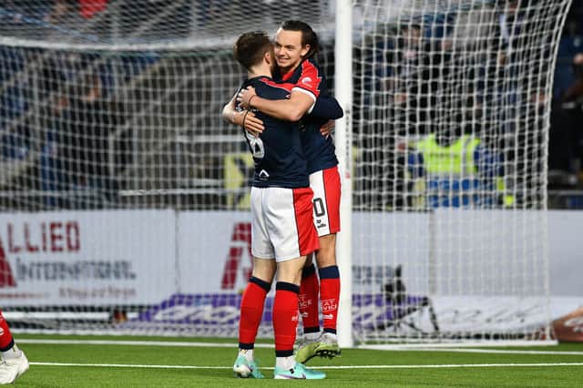 06-01-2024. Picture Michael Gillen. FALKIRK. Falkirk Stadium. Falkirk FC v Queen of the South FC. Season 2023 - 2024. Matchday 19. SPFL cinch League One. Falkirk goal Aidan Nesbitt 10.