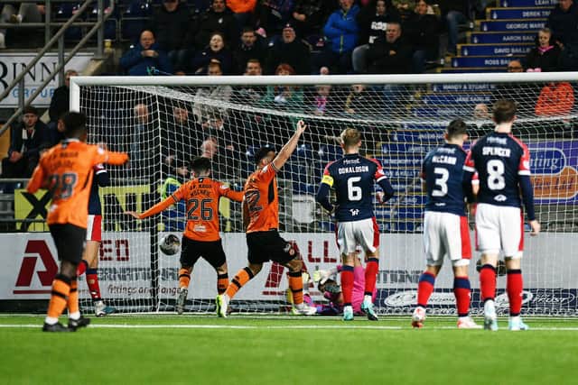 Dundee United celebrate levelling the tie against Falkirk (Photo: Michael Gillen)