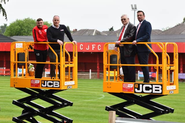 Stan Moore, owner of Moore Equipment Hire pictured alongside Kieran Anderson, Dave Smith and Tony Smith of Camelon Juniors. (Picture: Michael Gillen)