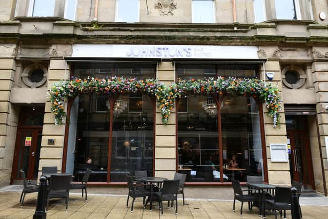 A window was broken at Johnston's Bar Bistro in Falkirk's Lint Riggs. Picture: Michael Gillen.