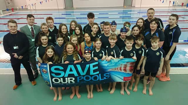 Members of Falkirk Otters swimming club spoke to councillors Jack Redmond and Euan Stainbank about their concerns