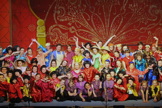 Some of the cast of Falkirk Children's and Youth Theatre pantomime Aladdini