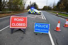 Bellsdyke Road was closed between Antonshill roundabout and the junction to Letham following the road traffic collision  (Picture: Michael Gillen, National World)