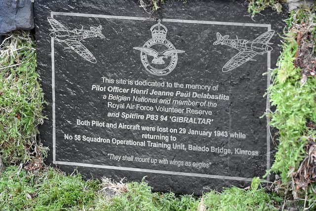 The plaque to Belgian Spitfire pilot Henri Jeanne Paul Delabastita
