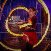 A fire performer at Beecraigs Festive Forest.