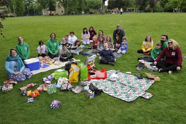 The Falkirk branch of Woodcraft Folk enjoys a socially distanced Big Lunch in Dollar Park