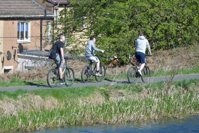 Concerns have been expressed over the speed of some cyclists who use Falkirk district canal paths which are popular with pedestrians. Picture: Michael Gillen.